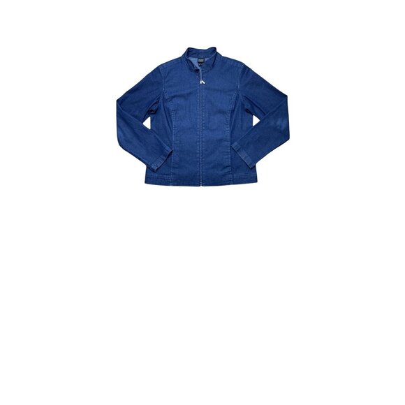 Eileen Fisher Jackets & Blazers - Eileen Fisher Womens Full Zip Blue Denim Jean Jacket Size M Cotton Blend Mock
